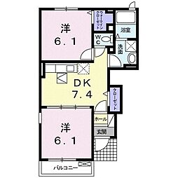 プラザサンライズB 2DKの間取図画像