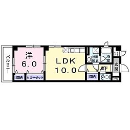 メゾンベルビュー 1LDKの間取図画像