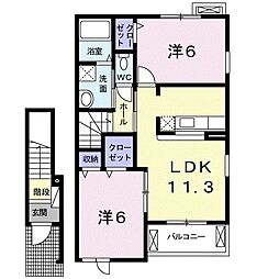 ヴィアラッテア2 2LDKの間取図画像