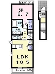 ガーデンハウス曙 1LDKの間取図画像