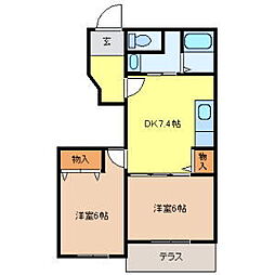 クロスロードスクエア 2DKの間取図画像