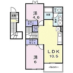 クレストールなかの 2LDKの間取図画像