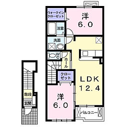 クローバー 2LDKの間取図画像
