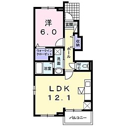 カーサ・アイリス 1LDKの間取図画像