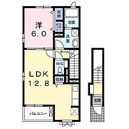 ブルーメンハウス 2階1LDKの間取り