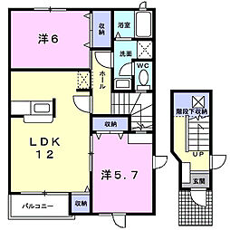 セントラル・ケイＢ棟 2階2LDKの間取り
