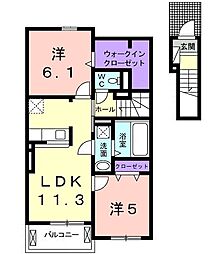 アークガーデン鷺ヶ森 2LDKの間取図画像