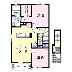 イーストヴィラアイ 2LDKの間取図画像