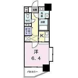ルネス六本松 1Kの間取図画像