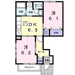 スピアン 2DKの間取図画像