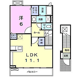 ハッピースマイル　Ａ 2階1LDKの間取り