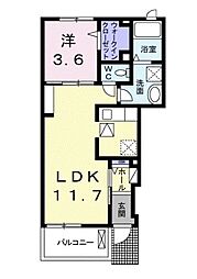 カーサピアッツァ1 1LDKの間取図画像