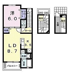 コットンハウスウエスト 1LDKの間取図画像