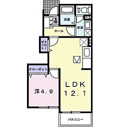 ヴィアーレ2 1LDKの間取図画像