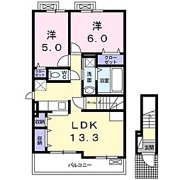 レジデンス東松島1 2LDKの間取図画像