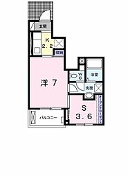 リアン岡本 1SKの間取図画像