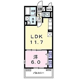 リバーファームカモヘイ 1LDKの間取図画像