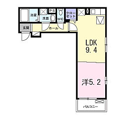 シャルマン東寺南1 1LDKの間取図画像