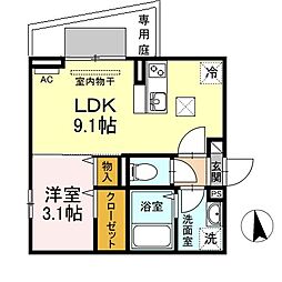 May FevrierII 1階1LDKの間取り