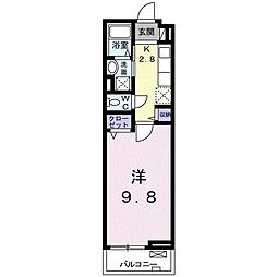 ウィステリア 1Kの間取図画像