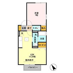 リヴェール津田沼 101 1階1LDKの間取り