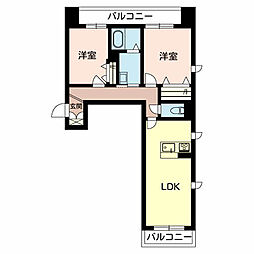 BEREO厚東 2LDKの間取図画像
