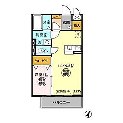 プリンセス 1LDKの間取図画像