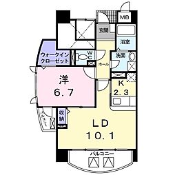 グリシーナオーブ 1LDKの間取図画像