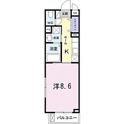 プルーリオン 1Kの間取図画像