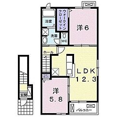 レジナス和多田1 2LDKの間取図画像