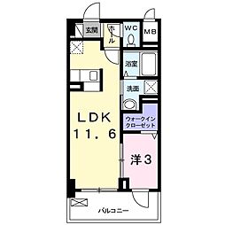 treshojas稲葉荘 1LDKの間取図画像