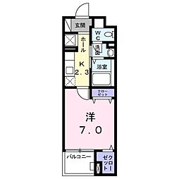 グランツ大口 1Kの間取図画像