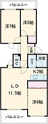 サントアリオ・デ恵み野 3LDKの間取図画像