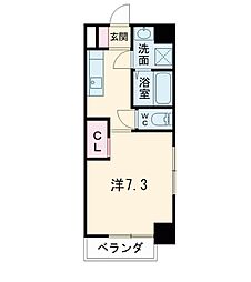 プロスペレ折尾 1Kの間取図画像