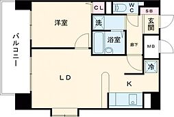 リーガル新神戸 1LDKの間取図画像