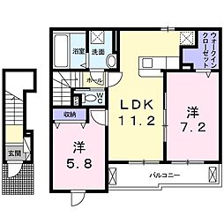 プティフォレスタ柏原 2LDKの間取図画像
