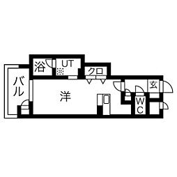 プレジール三ノ宮3 ワンルームの間取図画像