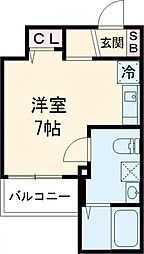 サンクラッソ神戸山手 3階1Kの間取り