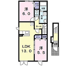 ザグランデ和徳館 2LDKの間取図画像