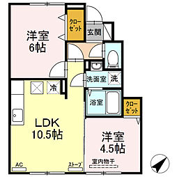 グリューンブルク 2LDKの間取図画像