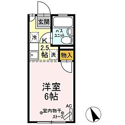 ベル・エポック 2階1Kの間取り