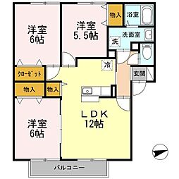 ロイヤルコート小柳B 3LDKの間取図画像