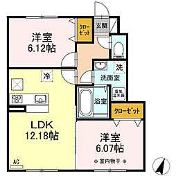 ハイム・フローラ 1階2LDKの間取り