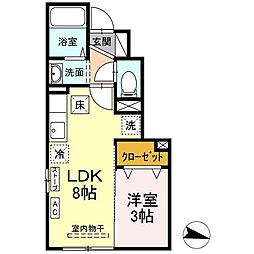 ピグレット 1階1LDKの間取り