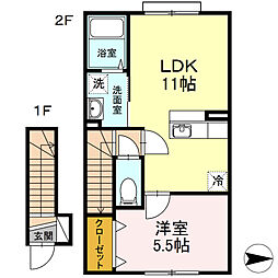 グランモア中央A 1LDKの間取図画像
