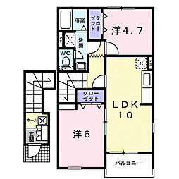 パインブライトB 2LDKの間取図画像