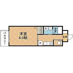エヴァーグリーン思案橋 1Kの間取図画像