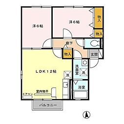 クレーネ東 2LDKの間取図画像