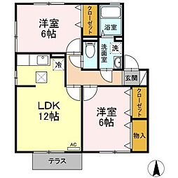 ドエル・ノア 2LDKの間取図画像