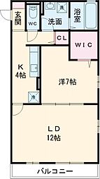 ロイヤルタウン早岐A 1LDKの間取図画像